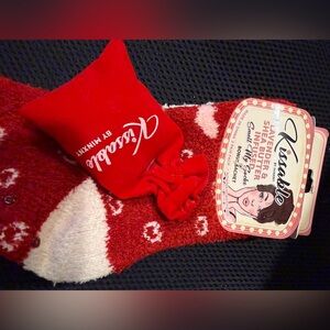 Kissable by Minxnt - Red & Pink Heart Fuzzy Slipper Socks with Lavender Sachet